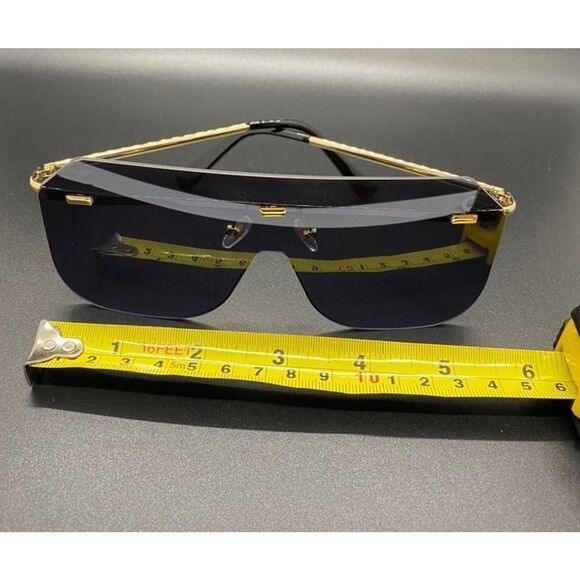 Unisex Rimless Black Sunglasses - Picture 6 of 9